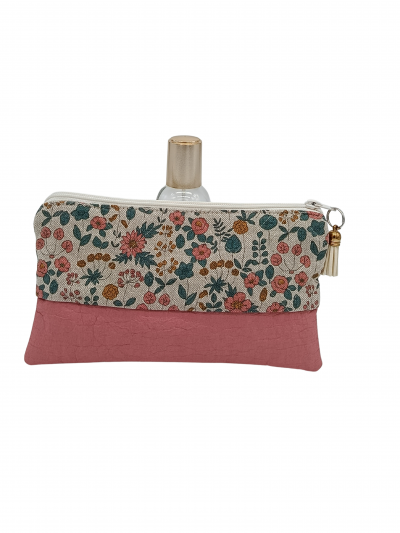 Trousse à maquillage rose fleurie petit modèle
