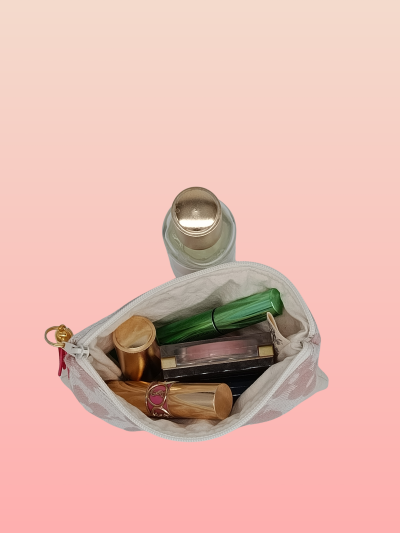 La trousse à maquillage fleurie rose grand modèle
