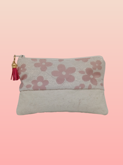 La trousse à maquillage fleurie blanche grand modèle